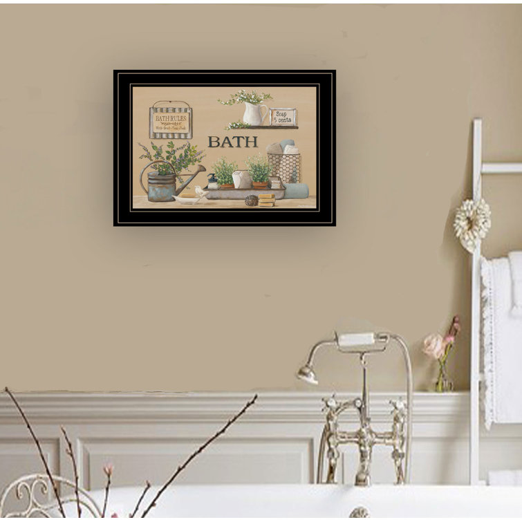 August Grove® "Farmhouse Bath II" Framed Wall Art for Living Room